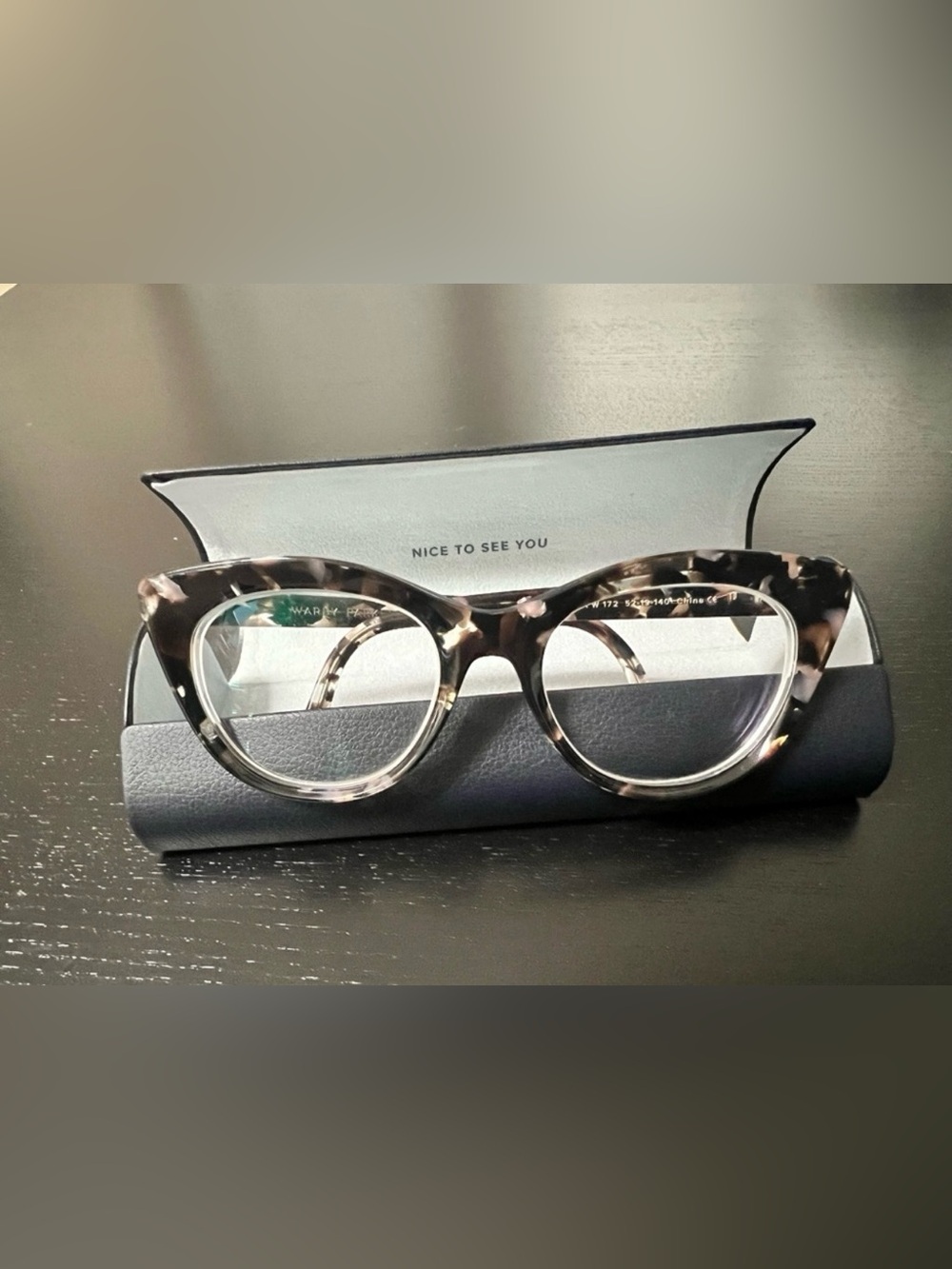 Warby Parker Cat-Eye Tortoiseshell Glasses - Black Currant W172 52-19-140